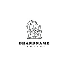 lord ganesh logo cartoon icon design template black isolated vector illustration