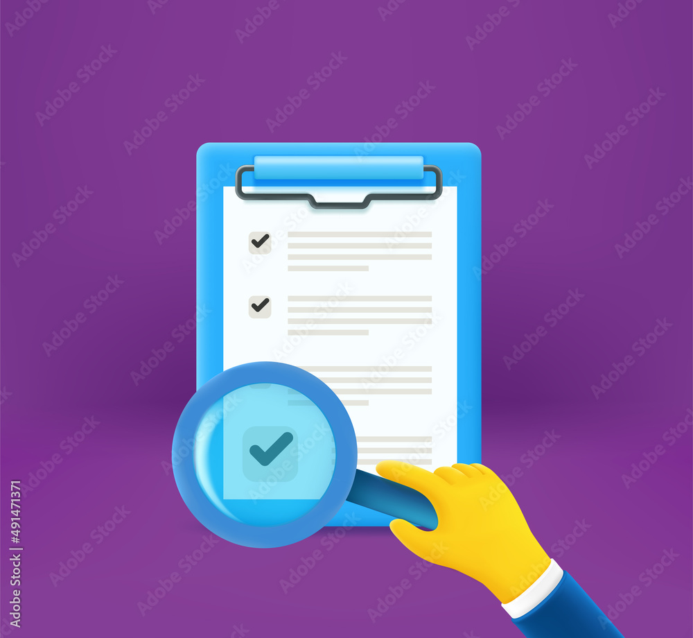 Poster Man searching information. 3d vector concept