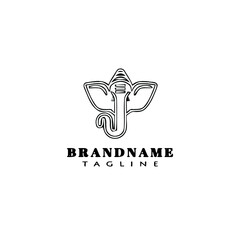 lord ganesh logo cartoon icon design template black isolated vector illustration