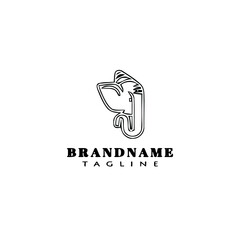 lord ganesh logo cartoon icon design template black isolated vector illustration