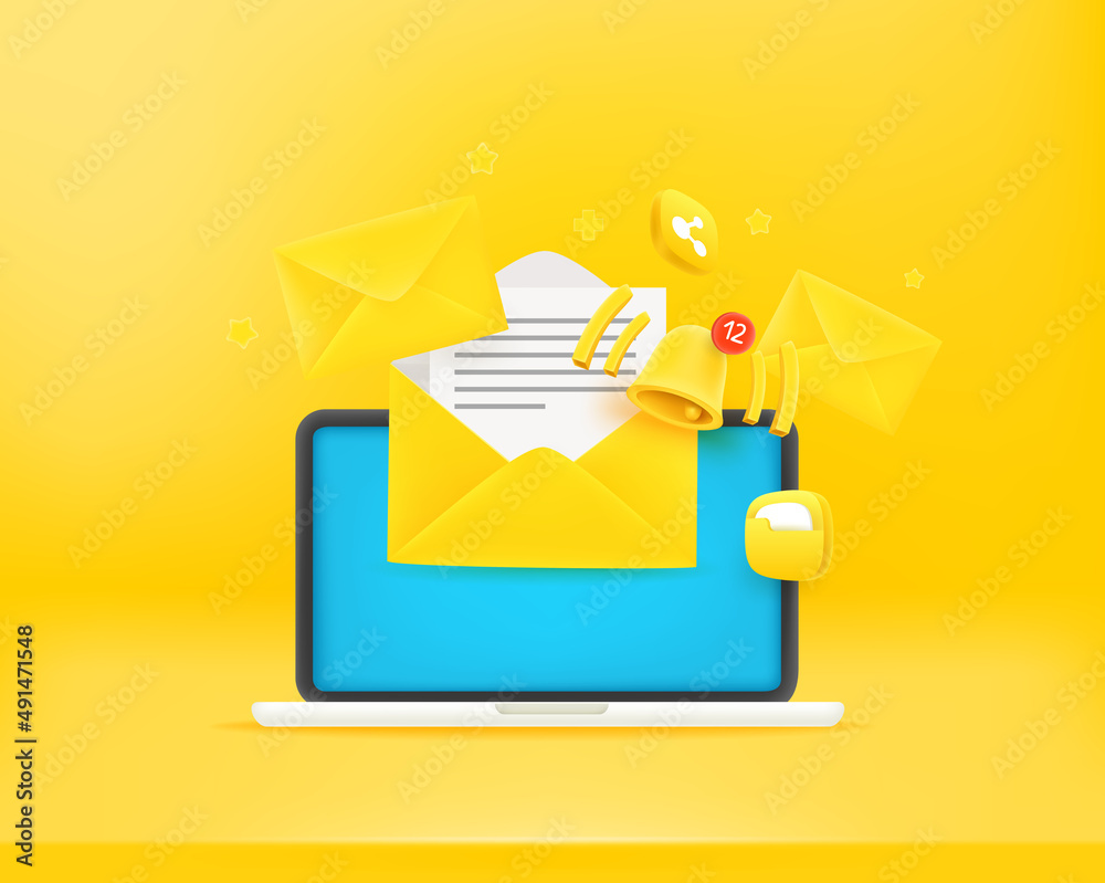 Poster Sending and receiving messages via mail application on computer