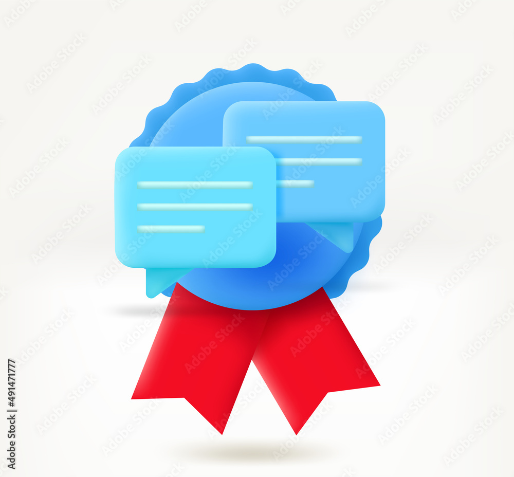 Poster Chatting clouds 3d vector insignia. Best dialog concept