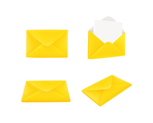 Paper envelopes icons collection isolated on white background. 3d vector illustration