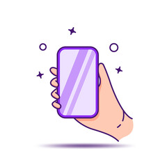 Fototapeta premium Hand gesture holding phone vector icon illustration