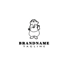 lord ganesh logo cartoon icon design template black isolated vector illustration