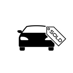 Sold car automobile price tag icon isolated on white background