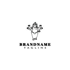 lord ganesh logo cartoon icon design template black isolated vector illustration