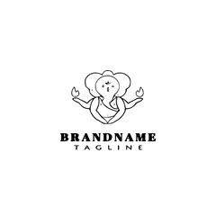 lord ganesh logo cartoon icon design template black isolated vector illustration