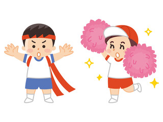 運動会の子供　応援合戦　応援団　体育