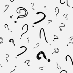 Vector illustration. Question mark seamless pattern. Seamless vector pattern with hand-drawn question marks. Monochrome hipster background. Hand drawn black punctuation marks.