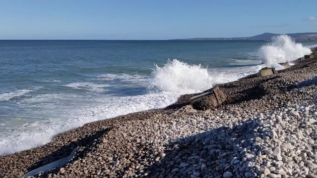 Breaking waves on the Moray coast at Kinston on Spey.