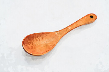 Close-up  wooden spoon isolated on white background
