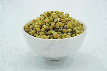 green beans (Moong whole) on white background