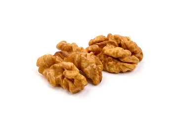 Walnut kernel, Nuts, isolated on white background.