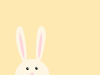 Easter decorative wallpaper with a rabbit on pastel color background.