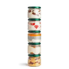 fruit cream mousse pudding in a glass jar