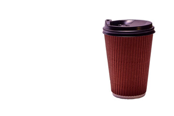 Disposable cardboard cup for takeaway coffee or tea isolated on white background