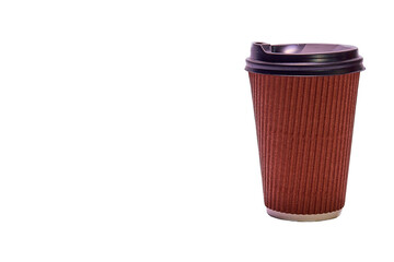 Disposable cardboard cup for takeaway coffee or tea isolated on white background