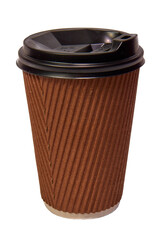 Disposable cardboard cup for takeaway coffee or tea isolated on white background