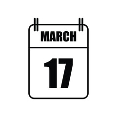 Outline 17 March Calendar Icon Vector Illustration . Date , Day Of Mouth	