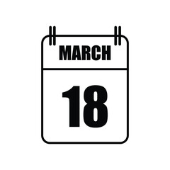 Outline 18 March Calendar Icon Vector Illustration . Date , Day Of Mouth	