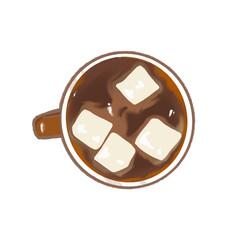 Cocoa with marshmallow illustrations for use in menus, ads and social media.