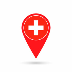Map pointer with contry Switzerland. Switzerland flag. Vector illustration.