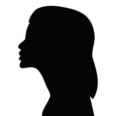 portrait woman black silhouette, isolated
