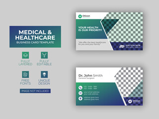 Obraz premium Medical & Healthcare or doctor business card or visiting card template design Premium Vector