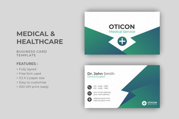 Medical & Healthcare or doctor business card or visiting card template design Premium Vector