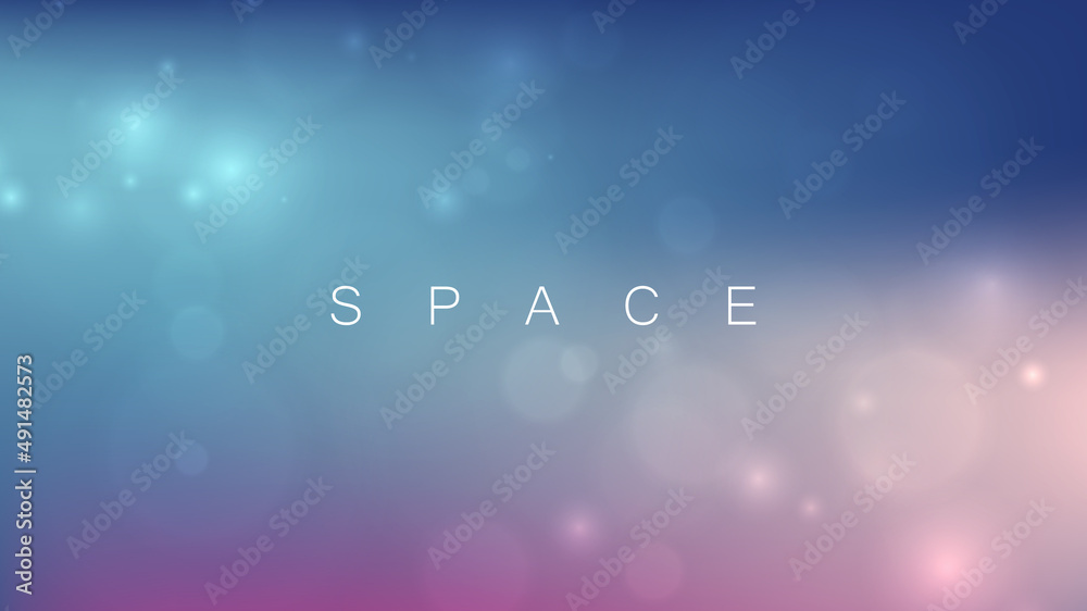 Wall mural blurred background with bokeh effect and color gradient. space galaxy banner for your futuristic gra