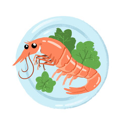 illustration of prawn in a plate of food