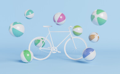 retro bicycle with beach balls around