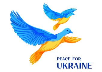 dove flying on Ukraine flag background showing Peace for Ukraine