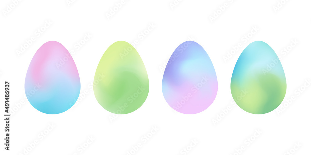 Poster set of easter eggs with blurred color gradient. colorful gradient easter collection for your holiday