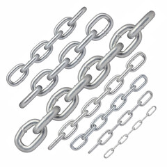 Set short-link welded chain. Group. Zinc plated steel. Metal chain. Quick link connector rigging...