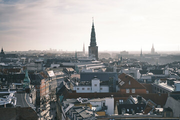 Fototapeta na wymiar Panomaric view of Copenhagen from Rundetaarn