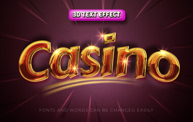 Casino 3d editable text effect template