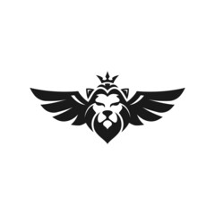 creative lion wing logo vector illustration, Winged Lion ancient emblems