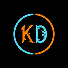 KD Letter Logo design. black background.