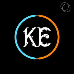 KE Letter Logo design. black background.
