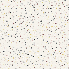 Terrazzo flooring, marble chips, seamless pattern. Texture of mosaic floor with natural small stones, granite, limestone, concrete. Vector background