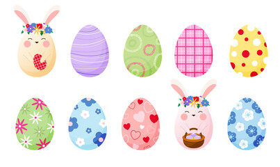 Colorful cute Easter eggs. Vector graphic.
