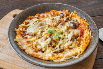 豆腐と卵のピザ