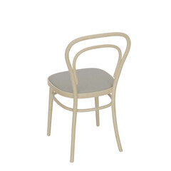 3D rendering khaki fabric seat with light wood leg and backrest