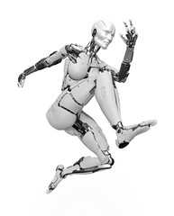 amazing robot is jumping in action