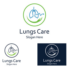 Lungs health and lungs care logo vector design, lungs logo illustration template.