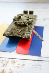 toy tank and russian and ukrainian flags crisis risk sanctions war conflict russia ukraine wallpaper