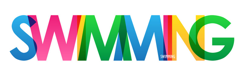 SWIMMING colorful vector typography banner