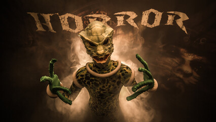 a scary alien is coming to you